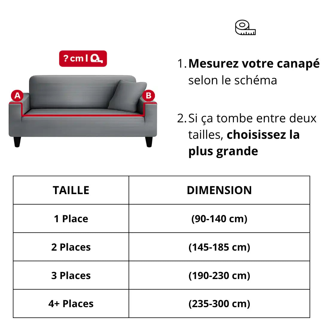Schéma de mesure pour canapé droit